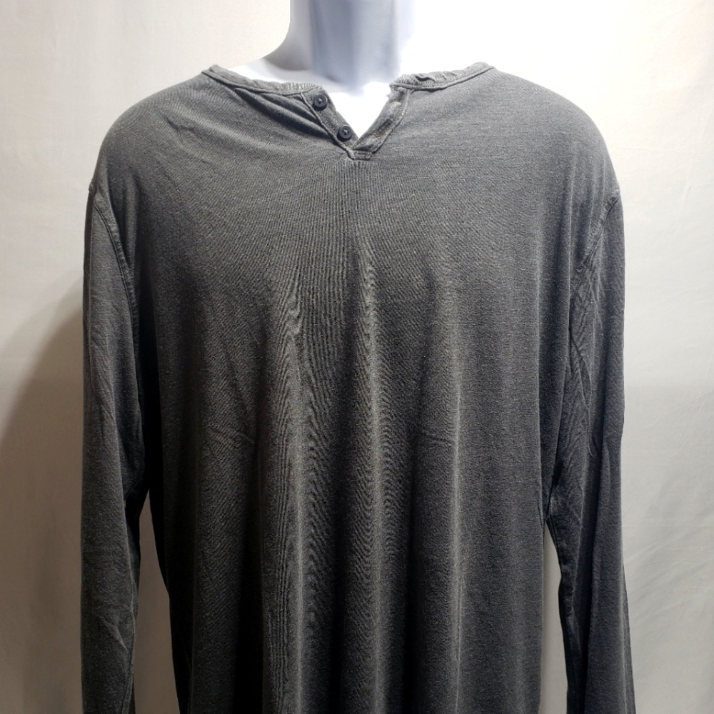Lucky Brand Men's Long Sleeve Triblend Notch Neck Henley Jet Black